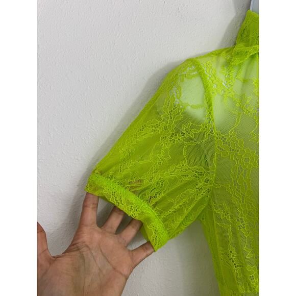 Urban Outfitters Neon Lace Sheer Maxi Shirt Dress - Size Small - NWT - Picture 8 of 8